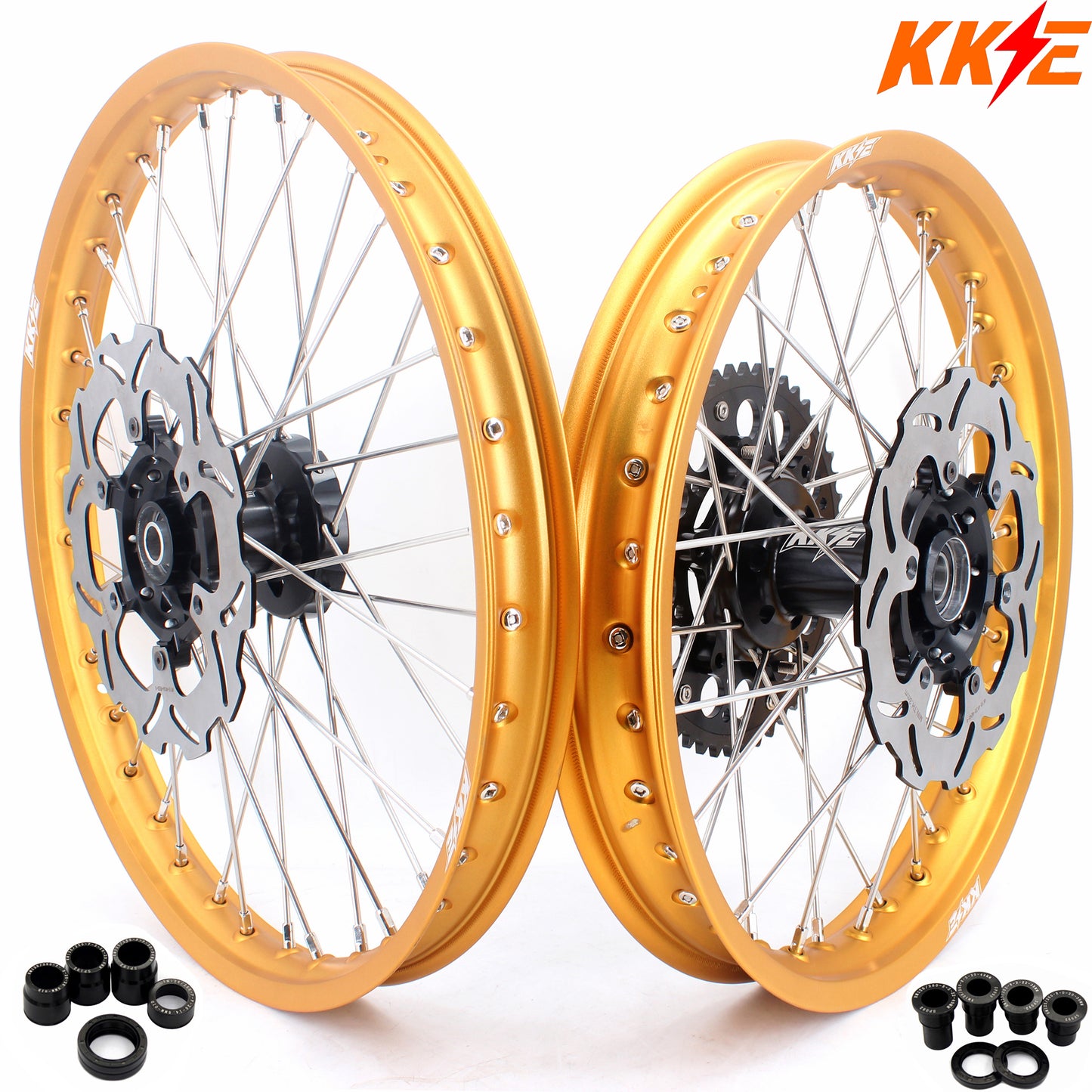 KKE 21 & 19 MX Gold Rims for Suzuki RM125 RM250 1996-2000 Black Hub