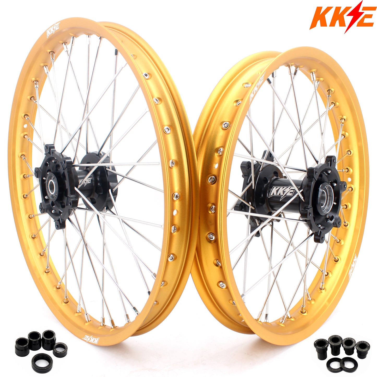 KKE 21 & 19 Dirt Bike Gold Rims for Suzuki RM125 2001-2007 RM250 2008