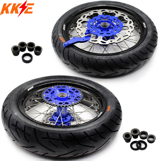 KKE 3.5/4.25*17inch Wheels Tires For 2003-2024 KTM SX SX-F XC EXC EXC-F Husqvarna Husaberg Blue & Black