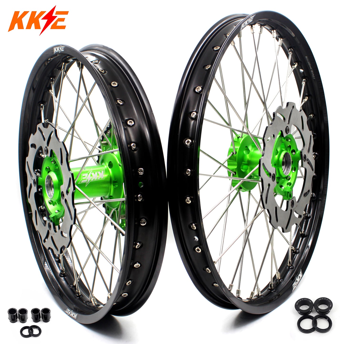 KKE 21/19 MX Spoked Wheels For KAWASAKI KX125 KX250 2003 2004 2005 Disc