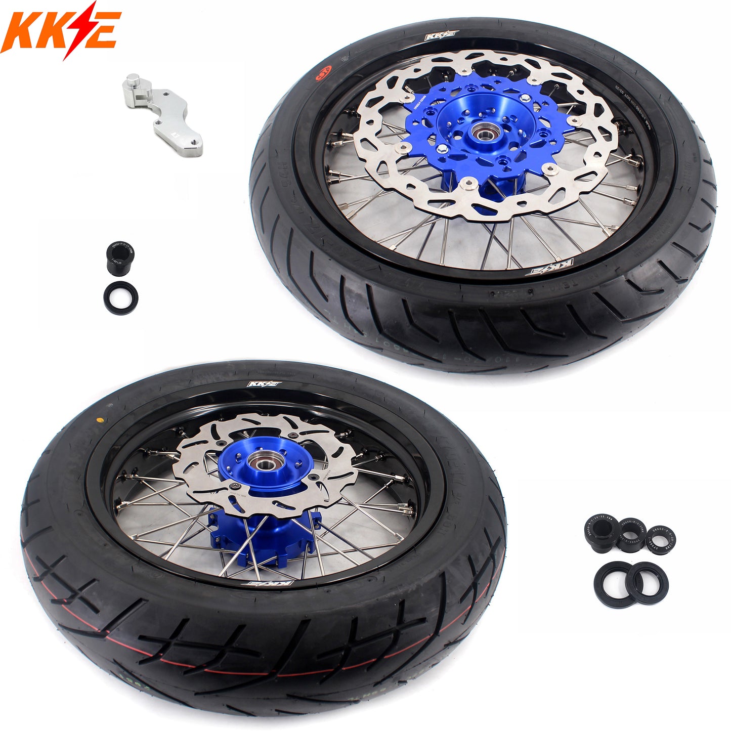 KKE 3.5/4.25*17inch Cush Drive Supermoto Wheels Tires For SUZUKI DR650SE 1996-2021