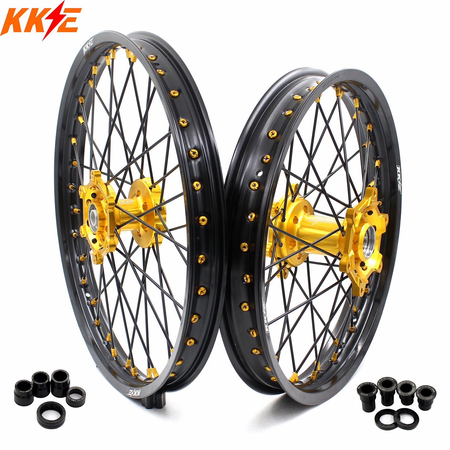 KKE 21 & 18 Enduro Wheels For SUZUKI RM125 RM250 1996-2000 Gold Black