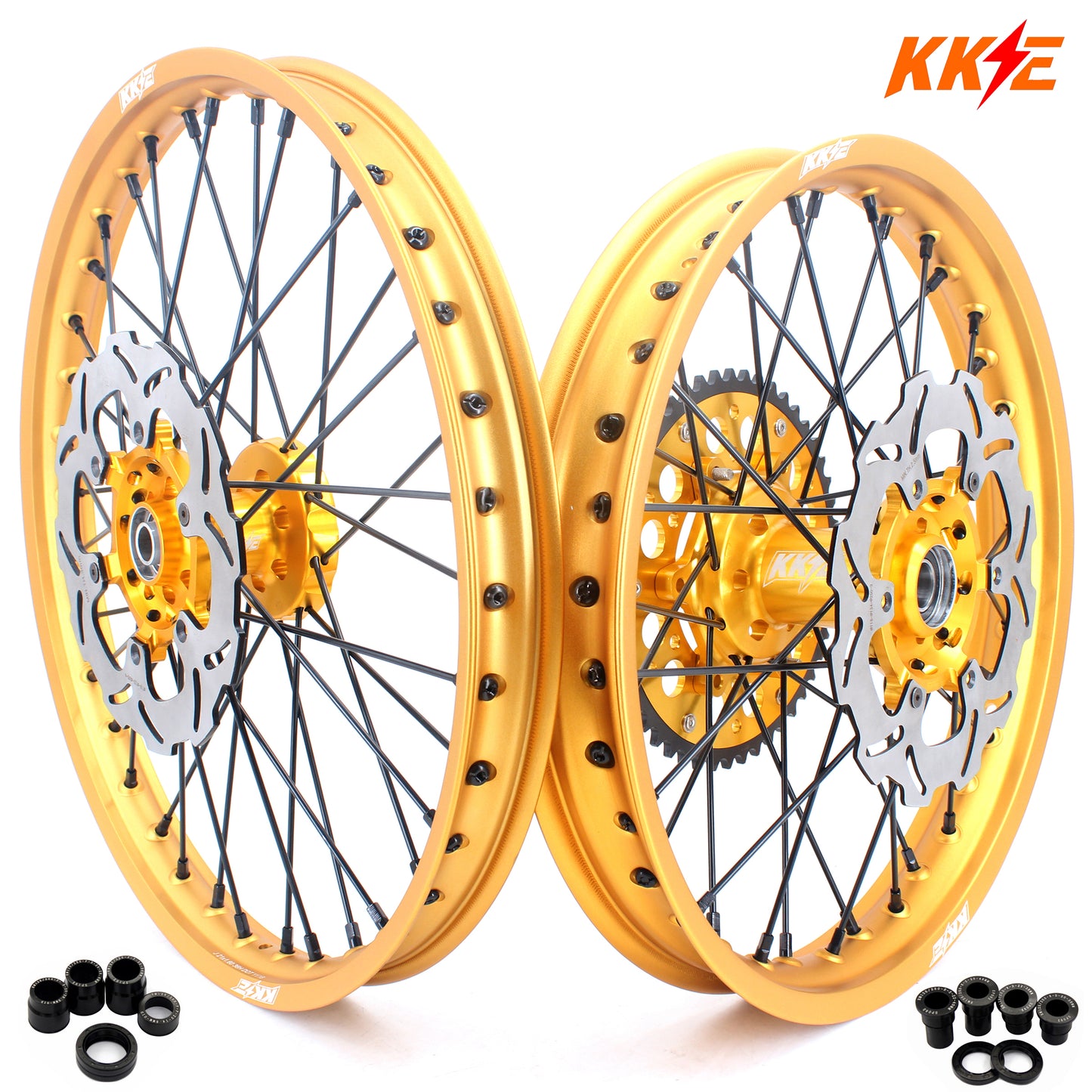 KKE 21 & 19 MX Gold Wheels for Suzuki RM125 RM250 1996-2000 Black Spoke