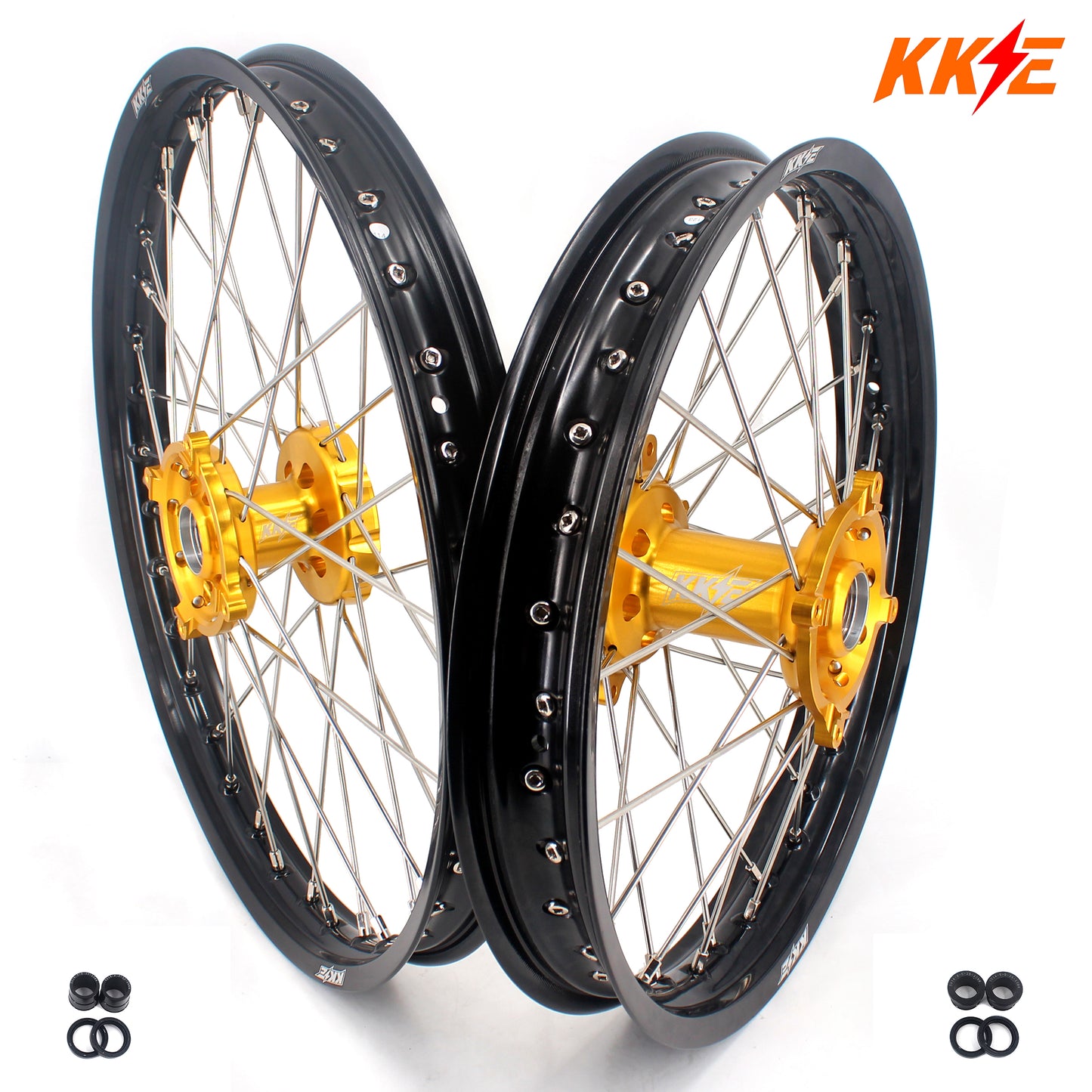 KKE 21 & 19 Wheels for Suzuki RMZ250 2007 RMZ450 2005-2024 Gold&Black