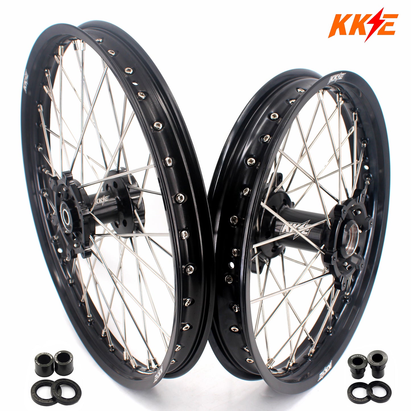 KKE 21/18 Enduro Off Road Wheels Rim Fit For SUZUKI DRZ400SM 2005-2024 Black Hub