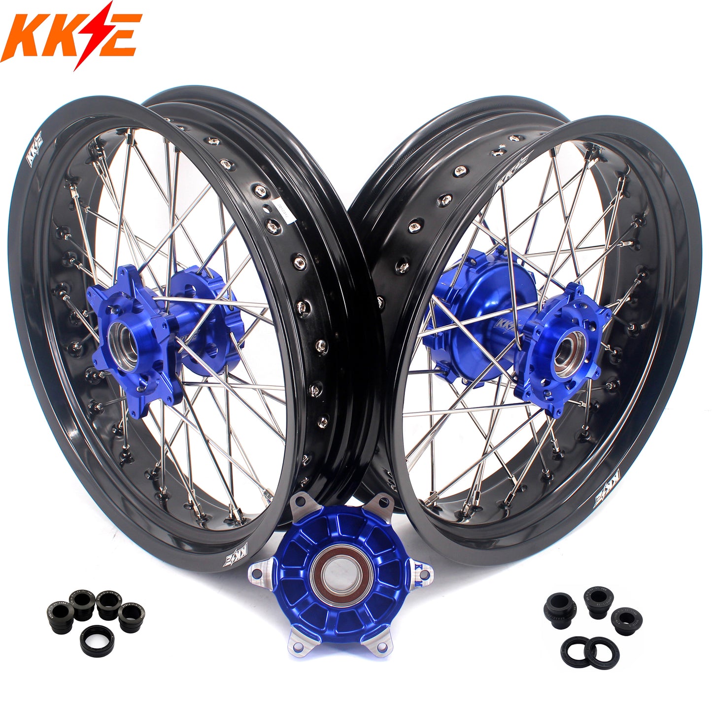 KKE 3.5/4.25 CUSH Drive Supermoto Wheels for KTM EXC EXCF SX SXF XCW XCF 125-530 2003-2025 Blue
