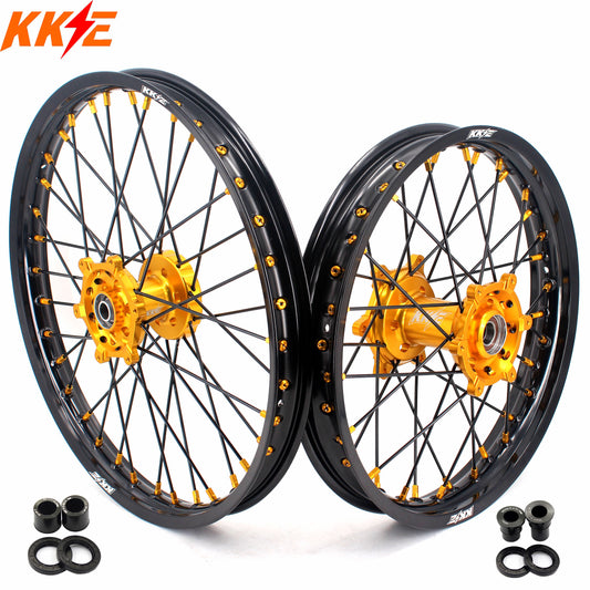 KKE 21/18 Enduro Off Road Wheels For SUZUKI DRZ400SM 2005-2024 Gold Nipples