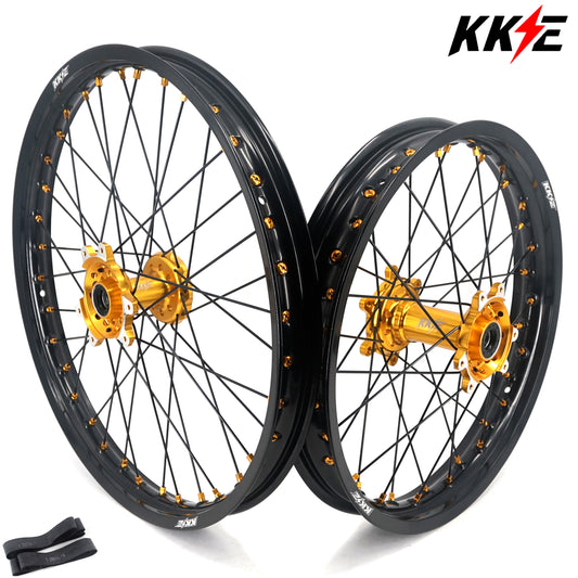 China Factory Stock KKE 21" & 18" E-Bike Spoke Wheels Rims Fit SurRon Ultra Bee 2023 Gold Hub & Black Rim