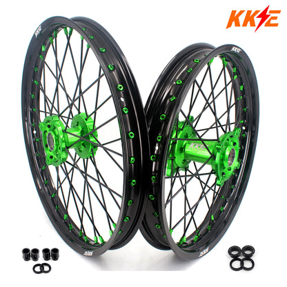 KKE 21/18 Enduro Dirtbike Spoked Wheels Rims For KAWASAKI KX250F KX450F 2006-2014 Disc