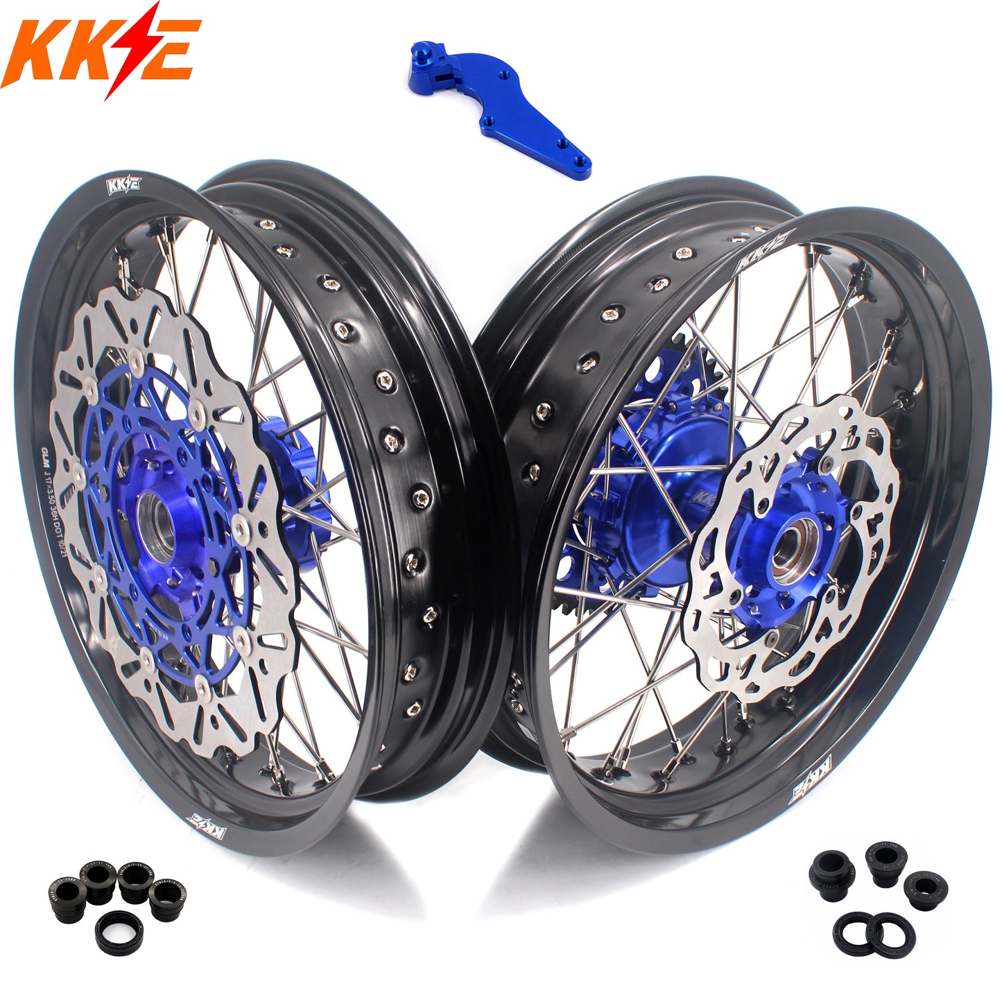 KKE 3.5/4.25 CUSH Drive Supermoto Wheels for KTM EXC EXCF SX SXF XCW XCF 125-530 2003-2025 Blue