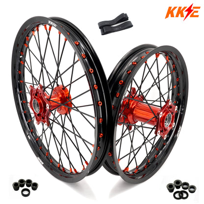 KKE 21" 18" Cast Enduro Wheels For KTM EXC EXC-F EXC-E 2003-2023 Black Spokes