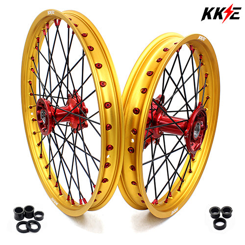 KKE 21inch 19inch Dirt Bike Wheels With Gold Rims For HONDA CRF250R CRF450R CR125R CR250R 2002-2013