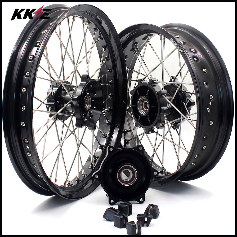 KKE 2.5*19 & 4.25*17 Cush Drive Supermoto Wheels for SUZUKI Dr650se 1996-2021 Black