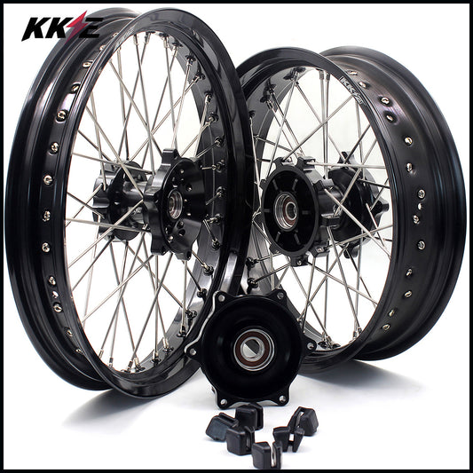 KKE 2.5*19 & 4.25*17 Cush Drive Supermoto Wheels for SUZUKI Dr650se 1996-2021 Black