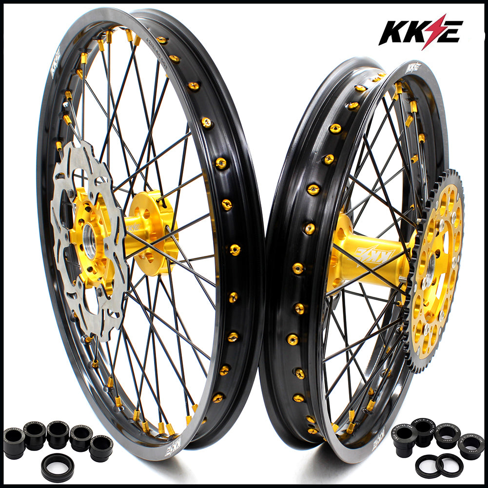 KKE 21"&19" Mx Diretibke Wheels For YAMAHA YZ125/250 1999-2016 YZ250F/450F 2003-2015 Black Spokes With Disc