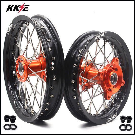 KKE 12/10 Small Kid's Wheels For KTM SX50 GAS GAS MC50 Mini Dirtbikes Orange Hub