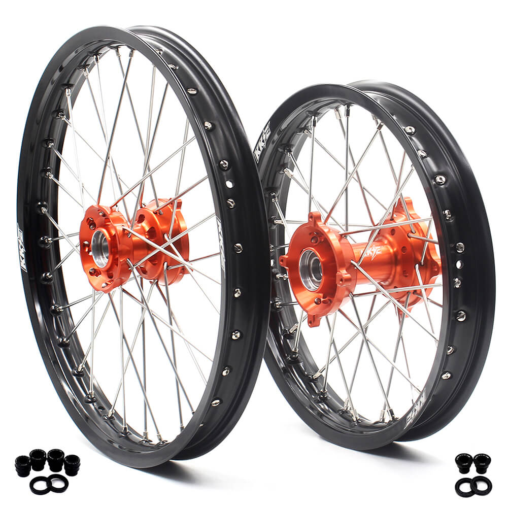 KKE 17/14 KID'S SMALL WHEELS RIMS SET FIT KTM85 SX 2003-2018 MINI BIKE ORANGE CNC HUB - KKE Racing