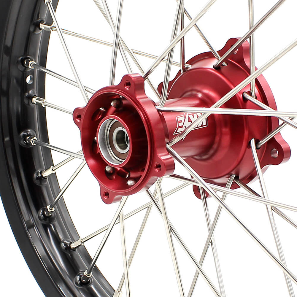 KKE 19/16 KID'S BIG WHEELS RIMS SET FIT HONDA CR80R 1993-2002 CR85R 2003-2008 MINI BIKE RED CNC HUB - KKE Racing