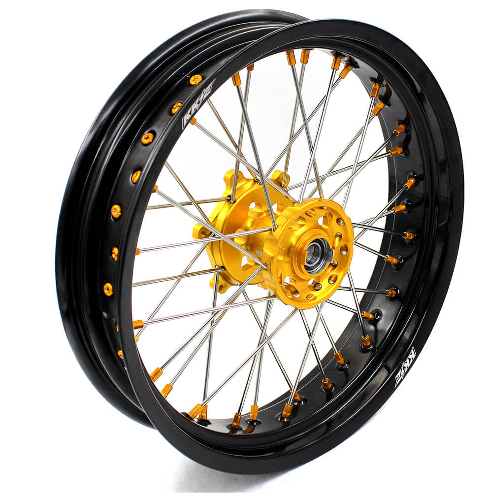 KKE DRZ400 DRZ400S DRZ400E DRZ400SM 3.5/4.25*17 SUPERMOTO WHEELS RIMS SET FIT SUZUKI GOLD CNC HUB & NIPPLE - KKE Racing