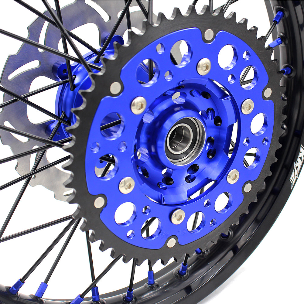 KKE 21 & 18 Inch Enduro Wheels Set for SUZUKI DRZ400 00-04 DRZ400E 00-07 DRZ400S 00-18 Blue Nipple Black Spoke Discs - KKE Racing