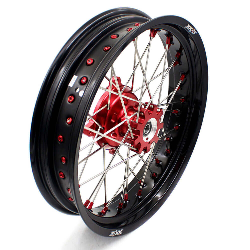 KKE 17 Inch OEM Size Supermoto Wheels for Honda XR650L 1993-2022 Red Nipple