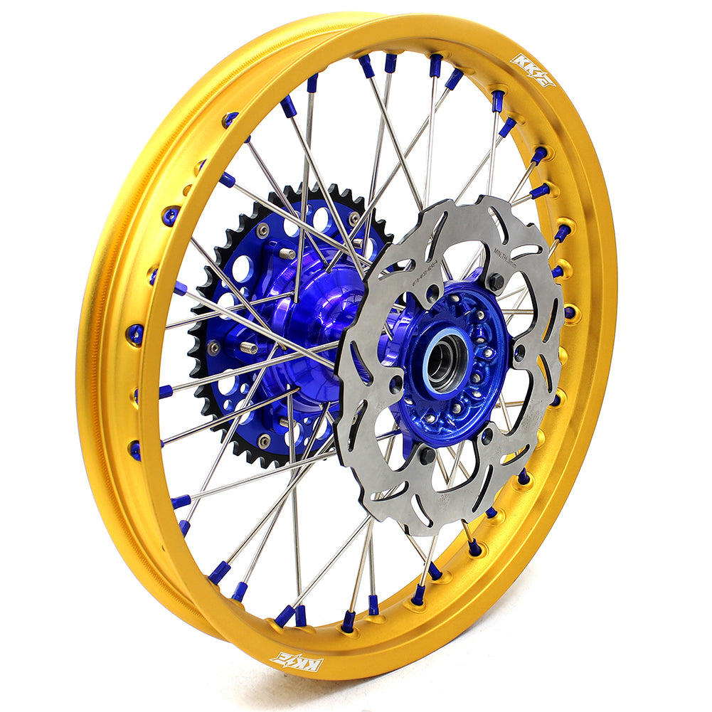 KKE 21"&18" Enduro Dirtbike Casting Wheels For YAMAHA YZ125 YZ250 1999-2016 YZ250F YZ450F 2003-2015 Gold Rim With Disc