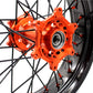 KKE 3.5/4.25 CNC SUPERMOTO WHEELS SET FOR KTM 125-530 2003-2019 ORANGE NIPPLE BLACK SPOKE - KKE Racing