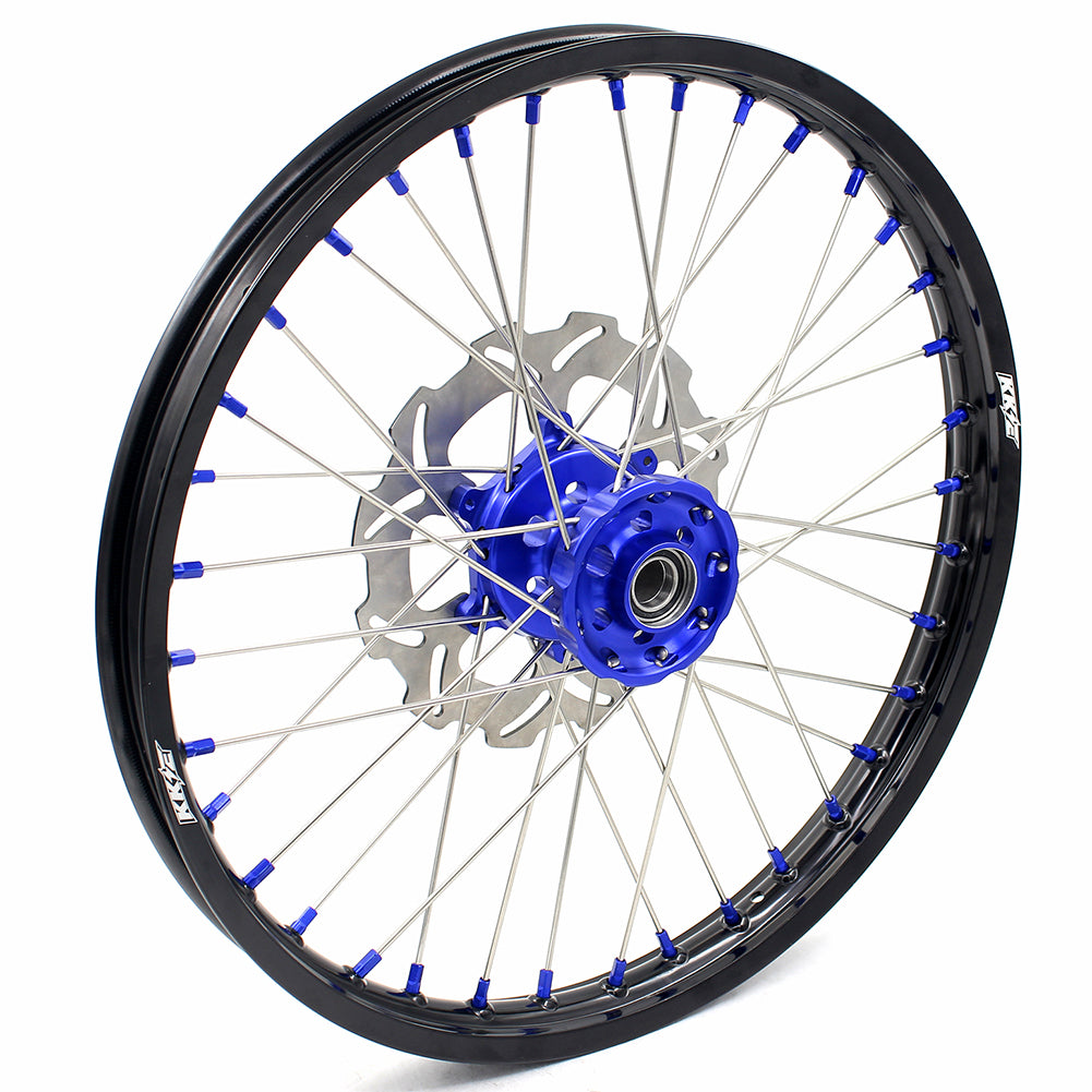 KKE 21"&18" Enduro Diretibke Wheels For YAMAHA YZ125 YZ250 1999-2016 YZ250F YZ450F 2003-2015 Blue Nipples With Disc