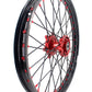 KKE 21/19 MX SPOKED WHEELS RIMS SET FOR SUZUKI RM125 96-07 RM250 96-08 RED NIPPLE BLACK SPOKE - KKE Racing