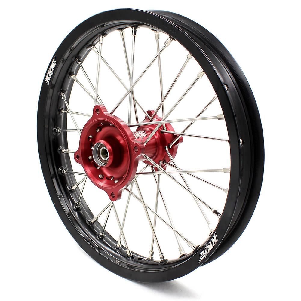 KKE 19/16 KID'S BIG WHEELS RIMS SET FIT HONDA CR80R 1993-2002 CR85R 2003-2008 MINI BIKE RED CNC HUB - KKE Racing