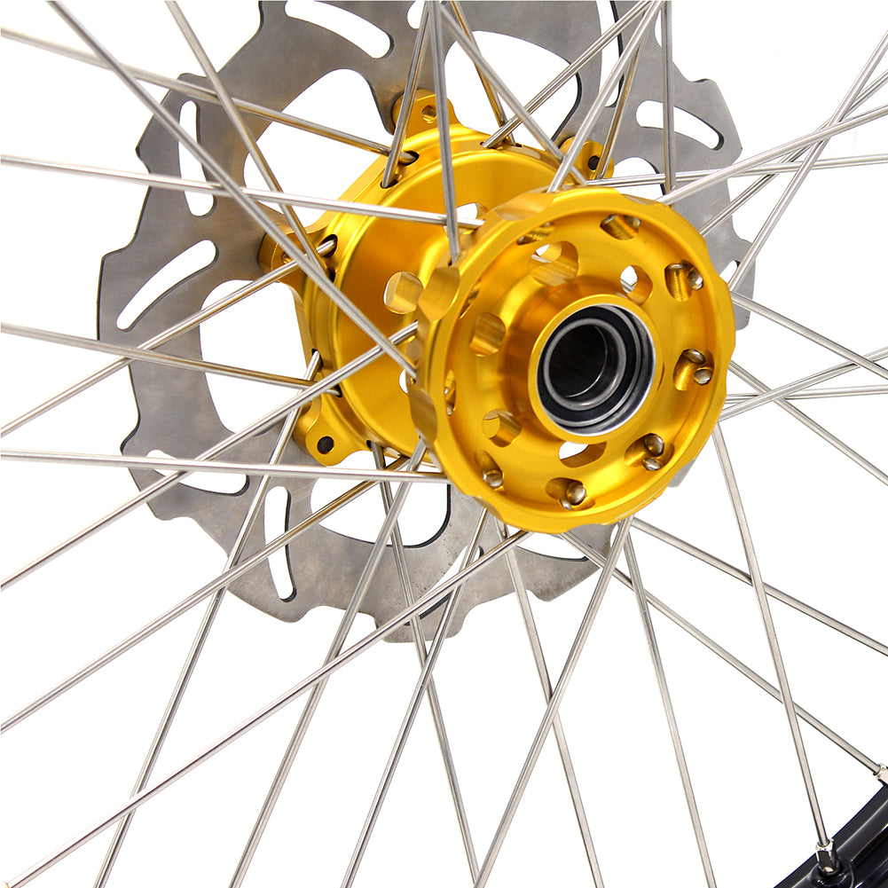 KKE 21" 19" Mx Diretibke Wheels For YAMAHA YZ125 YZ250 1999-2016 YZ250F YZ450F 2003-2015 Gold&Black With Disc