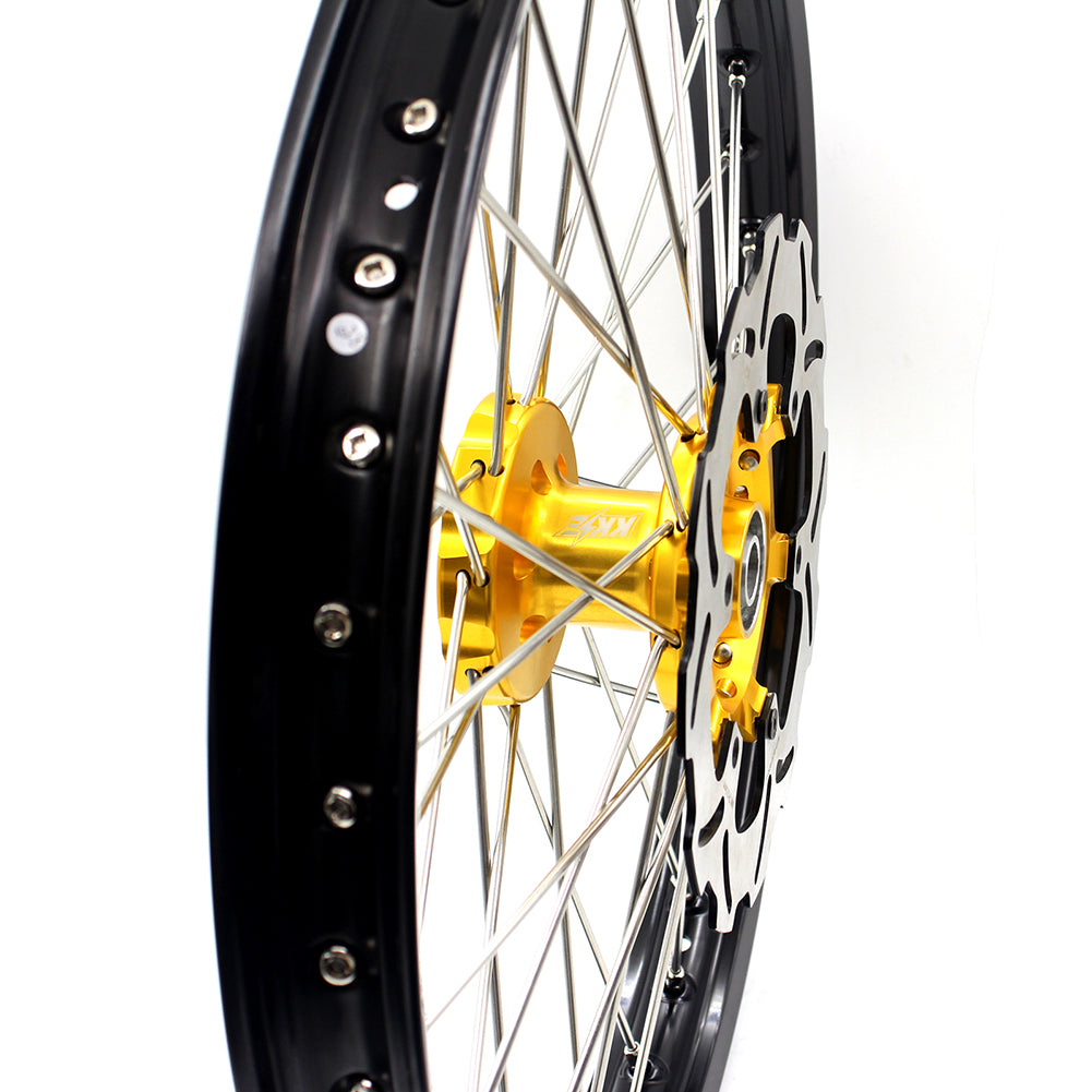 KKE 21" & 19" MX WHEELS RIMS SET FOR SUZUKI RMZ250 2007-2019 RMZ450 2005-2019 GOLD CNC HUBS OFF ROAD MOTORCYCLE RIMS - KKE Racing