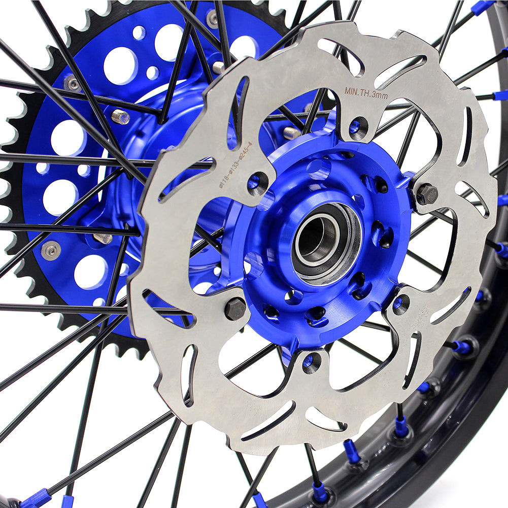 KKE 21 & 18 Inch Enduro Wheels Set for SUZUKI DRZ400 00-04 DRZ400E 00-07 DRZ400S 00-18 Blue Nipple Black Spoke Discs - KKE Racing
