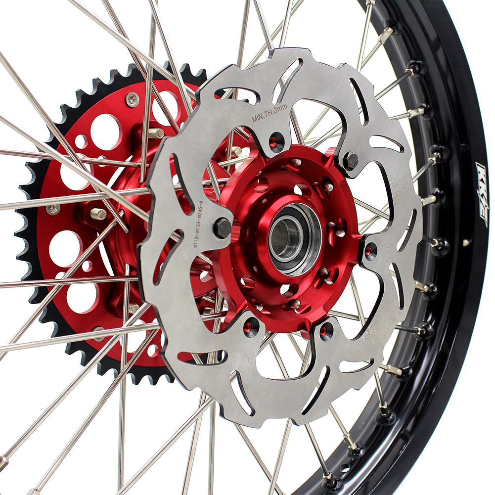 KKE 21 & 19 Spoked mx wheels set for Suzuki rmz250 07-19 rmz450 05-19 off road dirt bikes rims red hub black rim - KKE Racing