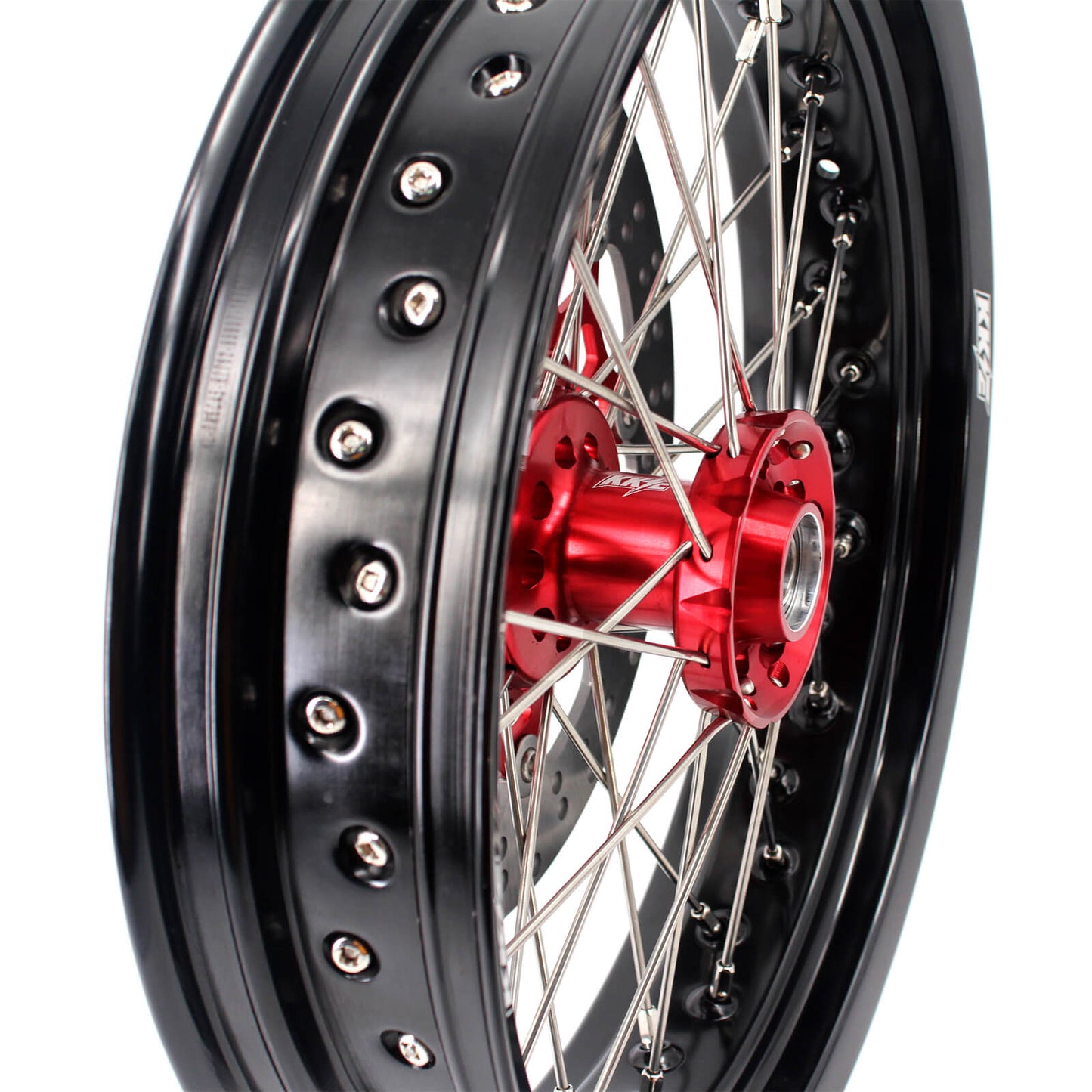 KKE 3.5/4.25 CUSH DRIVE SUPERMOTO WHEELS SET FOR HONDA XR650L 1993-2018 RED SPROCKET - KKE Racing