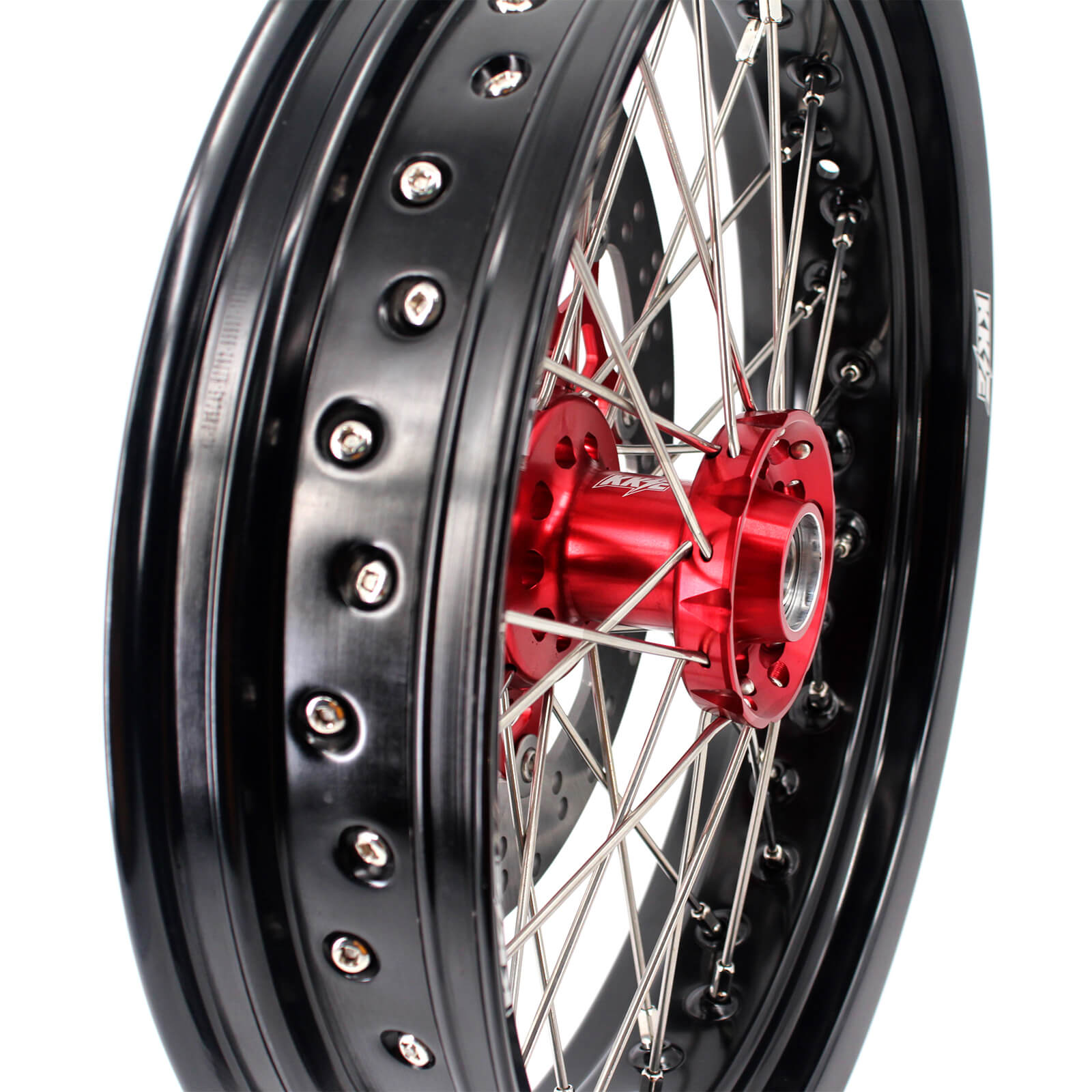 KKE 3.5/4.25 CUSH DRIVE SUPERMOTO WHEELS SET FOR HONDA XR650L 1993-2018 RED SPROCKET - KKE Racing