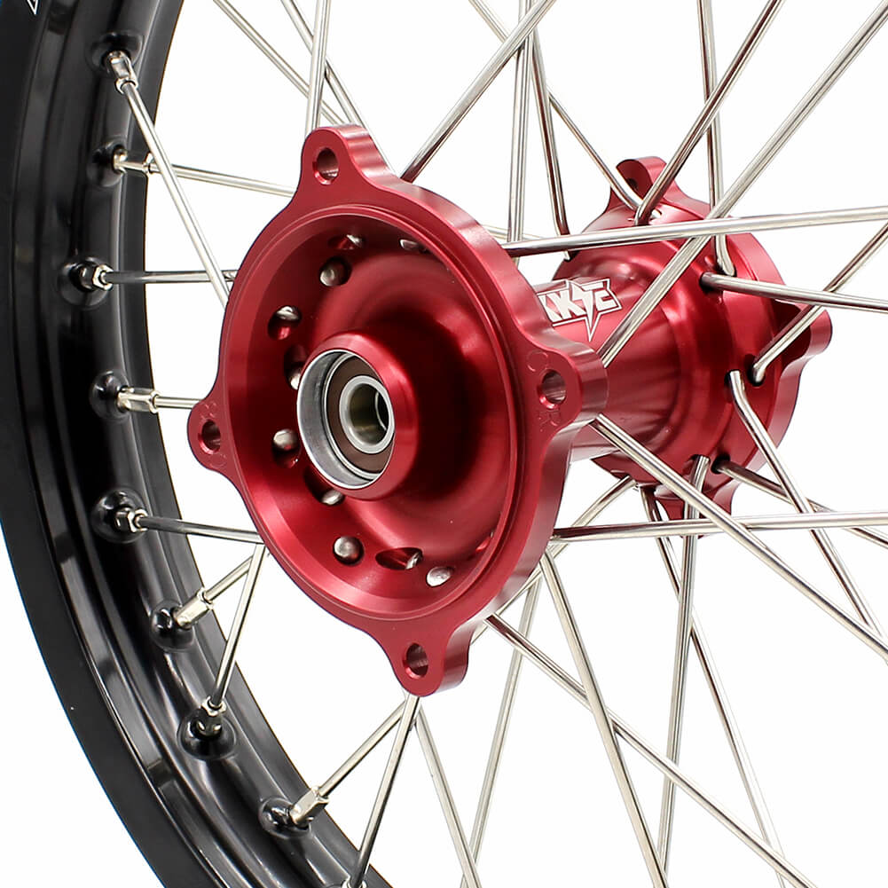 KKE 19/16 KID'S BIG WHEELS RIMS SET FIT HONDA CR80R 1993-2002 CR85R 2003-2008 MINI BIKE RED CNC HUB - KKE Racing