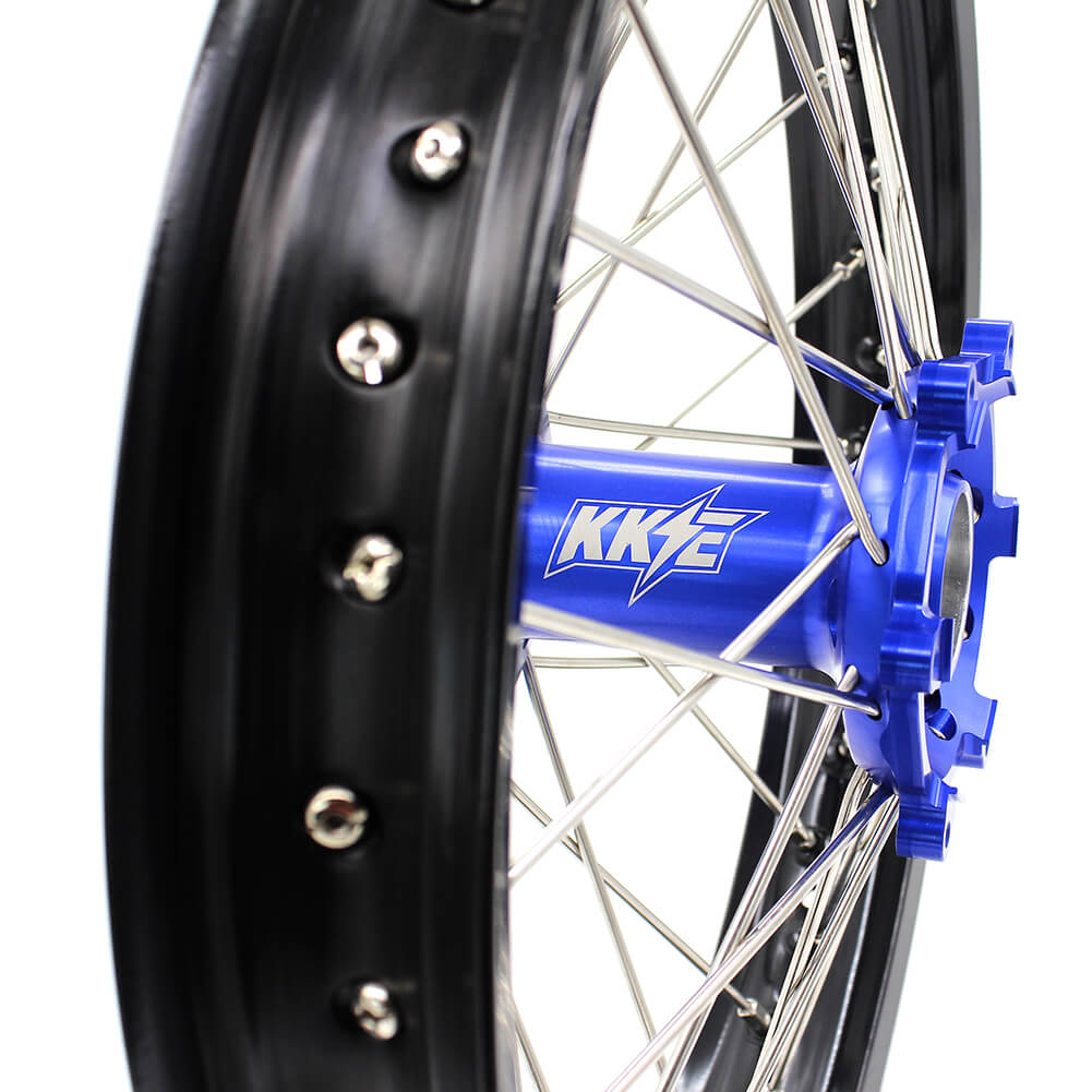 KKE 21/18 ENDURO WHEELS RIMS SET FIT YAMAHA WR250R 2008-2017 DIRT BIKE CNC BLUE HUB - KKE Racing