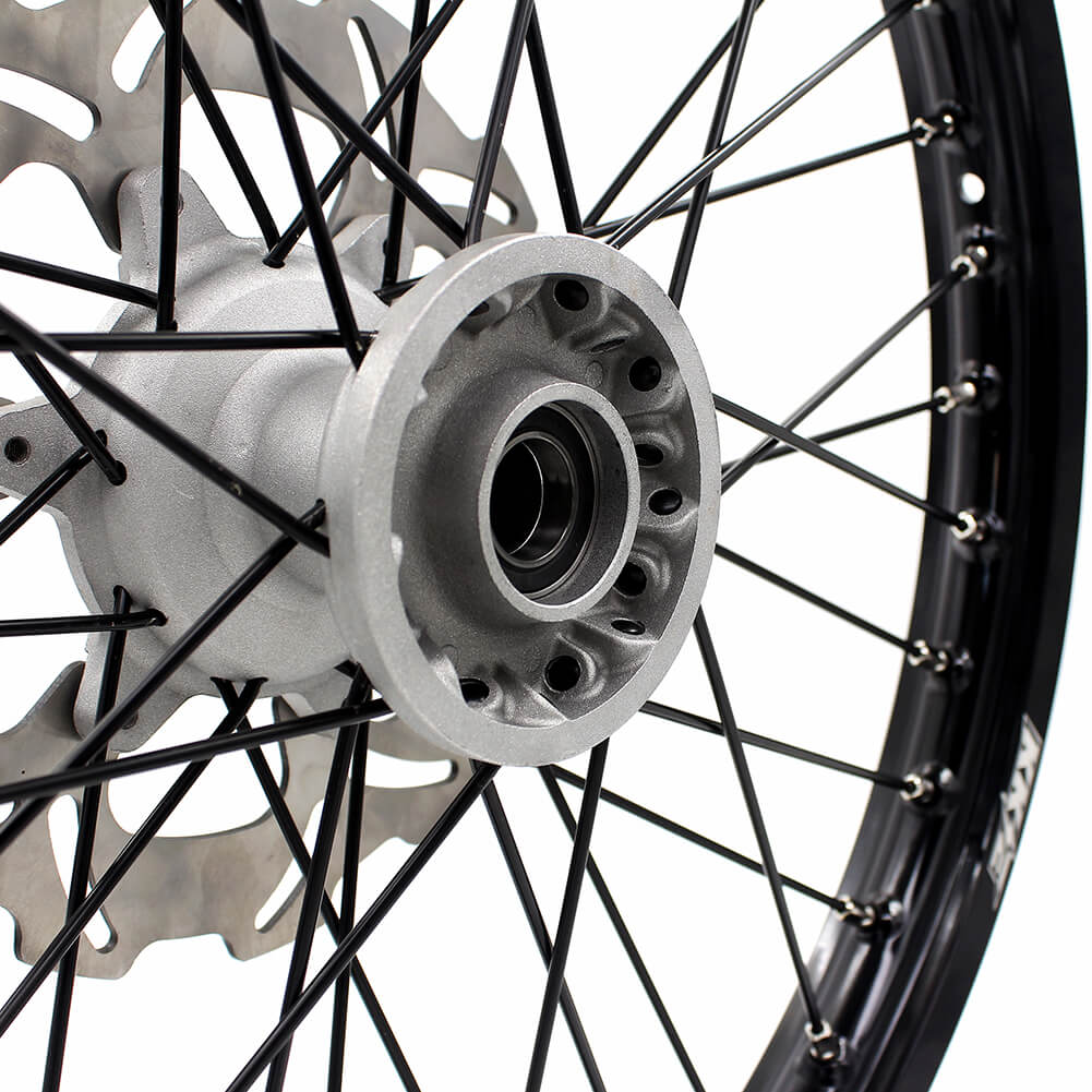 KKE CASTING 21/19 MX WHEELS SET FIT YAMAHA YZ125 YZ250 YZ250F YZ450F SILVER HUB BLACK RIM - KKE Racing