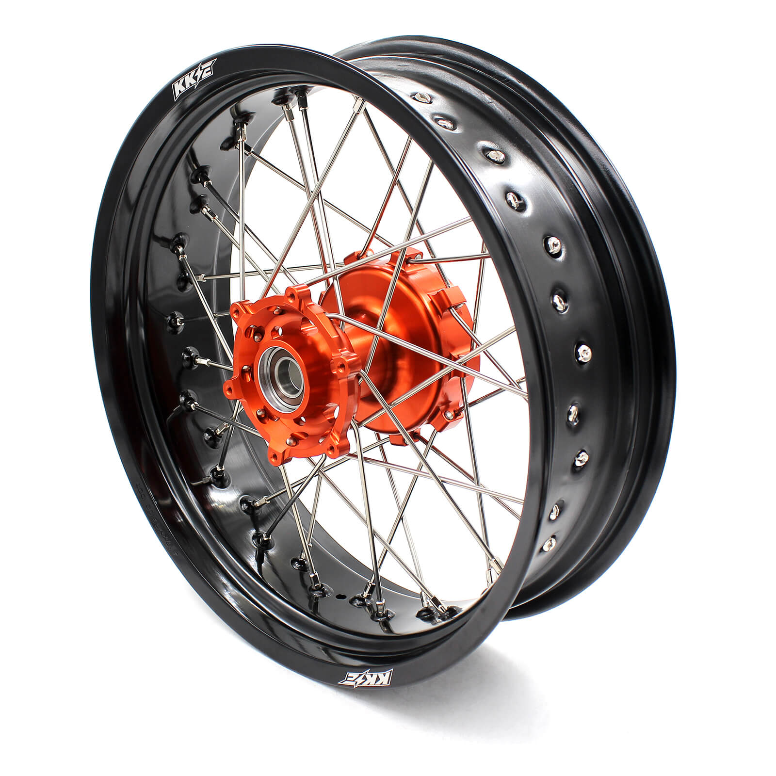 3.5*17/4.5*17 KTM SPOKED CUSH DRIVE WHEELS SET FOR KTM 625 SMC  640 LC4 660 SMC ORANGE HUB - KKE Racing