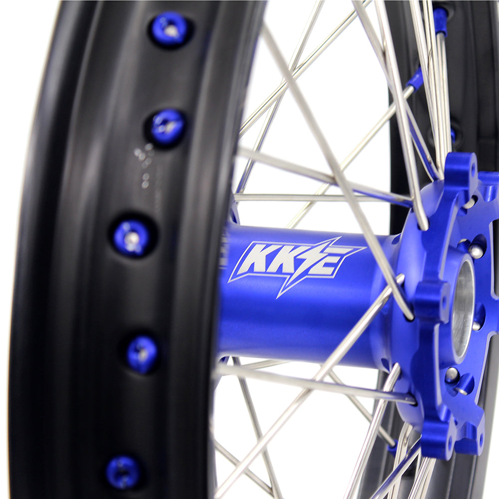 KKE 21"&19" Mx Dirtibke Wheels For YAMAHA YZ125 YZ250 YZ250F YZ450F WR450F Blue Nipples