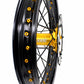 KKE FRONT 1.6*21 REAR 2.15*19 MX WHEELS RIMS SET FOR SUZUKI RMZ250 07-19 RMZ450 05-19 GOLD NIPPLE BLACK SPOKE - KKE Racing