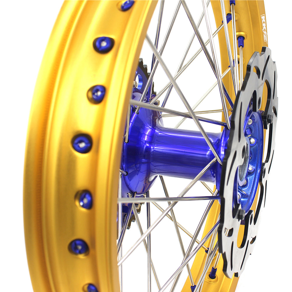 KKE 21"&18" Enduro Dirtbike Casting Wheels For YAMAHA YZ125 YZ250 1999-2016 YZ250F YZ450F 2003-2015 Gold Rim With Disc