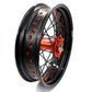 KKE 3.5/4.25 CNC SUPERMOTO WHEELS SET FOR KTM 125-530 2003-2019 ORANGE NIPPLE BLACK SPOKE - KKE Racing