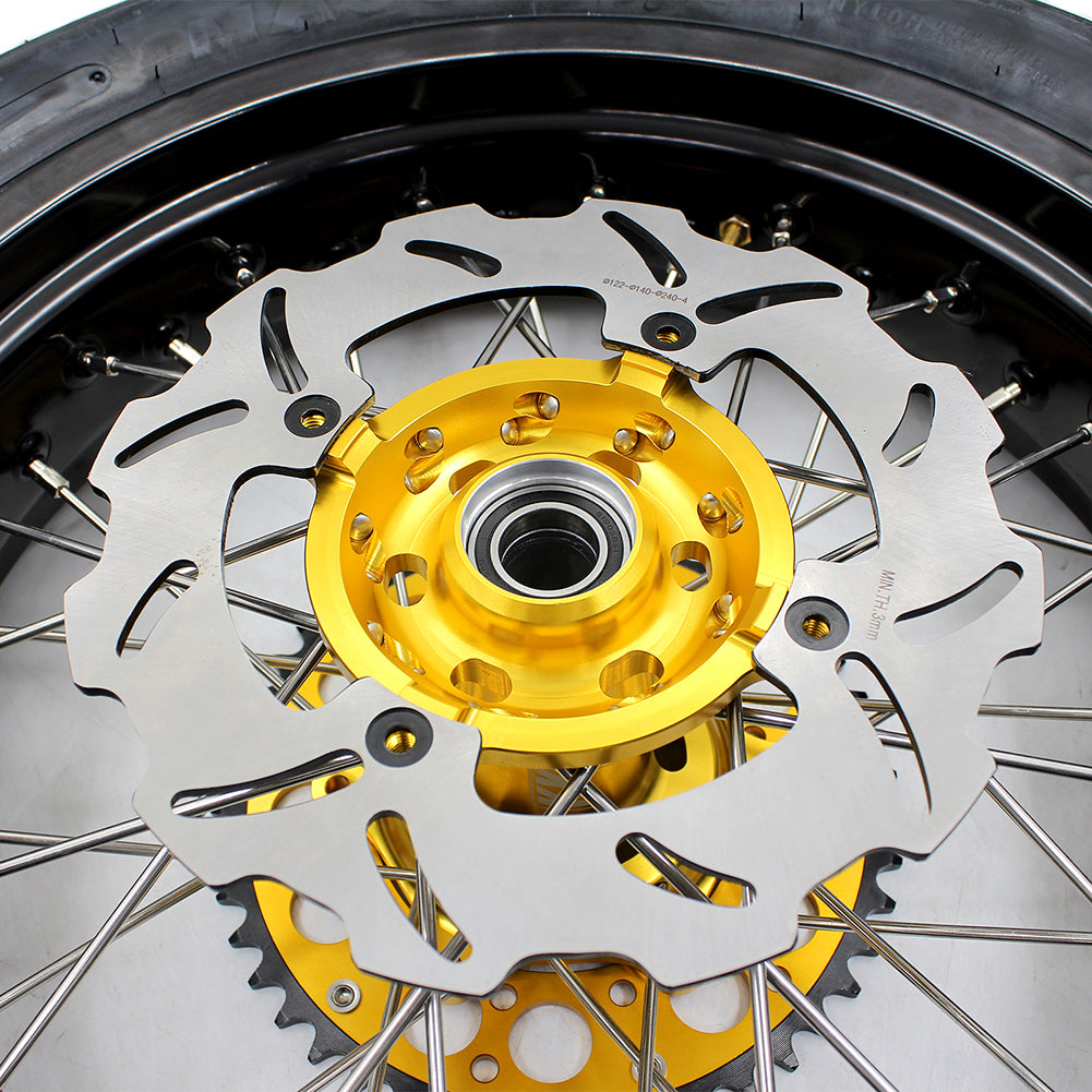 KKE 3.5 & 4.25*17inch Supermoto Rims Tires for SUZUKI RMZ250 2007-2024 RMZ450 2005-2024 Gold