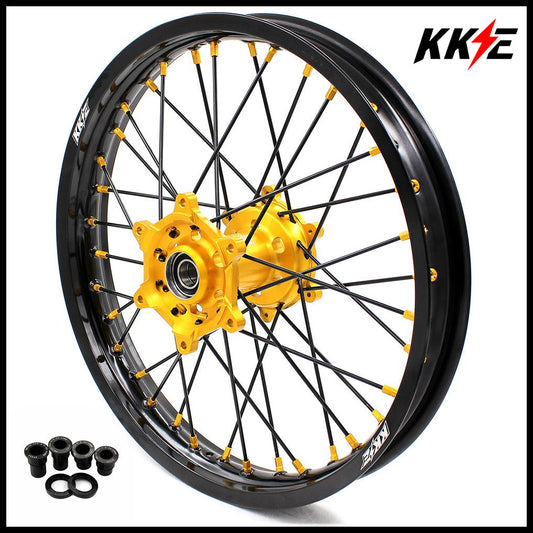 KKE 2.15*19 Spoked Rear Wheel Rim for SUZUKI RM125 1996-2007 RM250 1996-2008 Gold Nipple Black Spoke