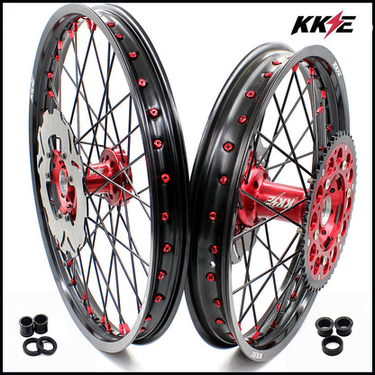 KKE 21/18 21/19 CNC MX Wheels Set For Honda XR400R 1996-2004 XR600R 1991-2000 Black Spokes