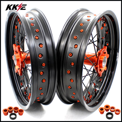 KKE 3.5 & 5.0 Supermoto Wheels for KTM SX SX-F XC XC-F EXC 2003-2022 Orange Black
