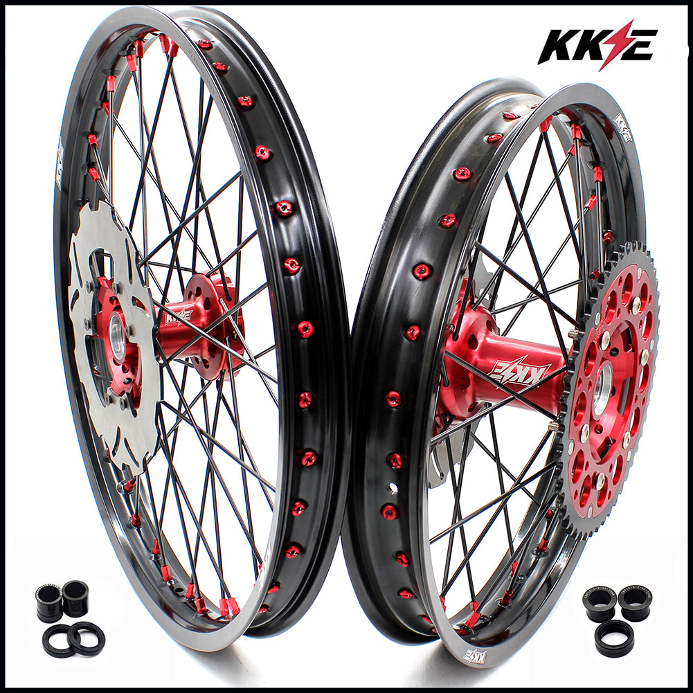 KKE 21&18 21&19 Wheels for HONDA XR650R 2000-2008 Discs Black Spokes