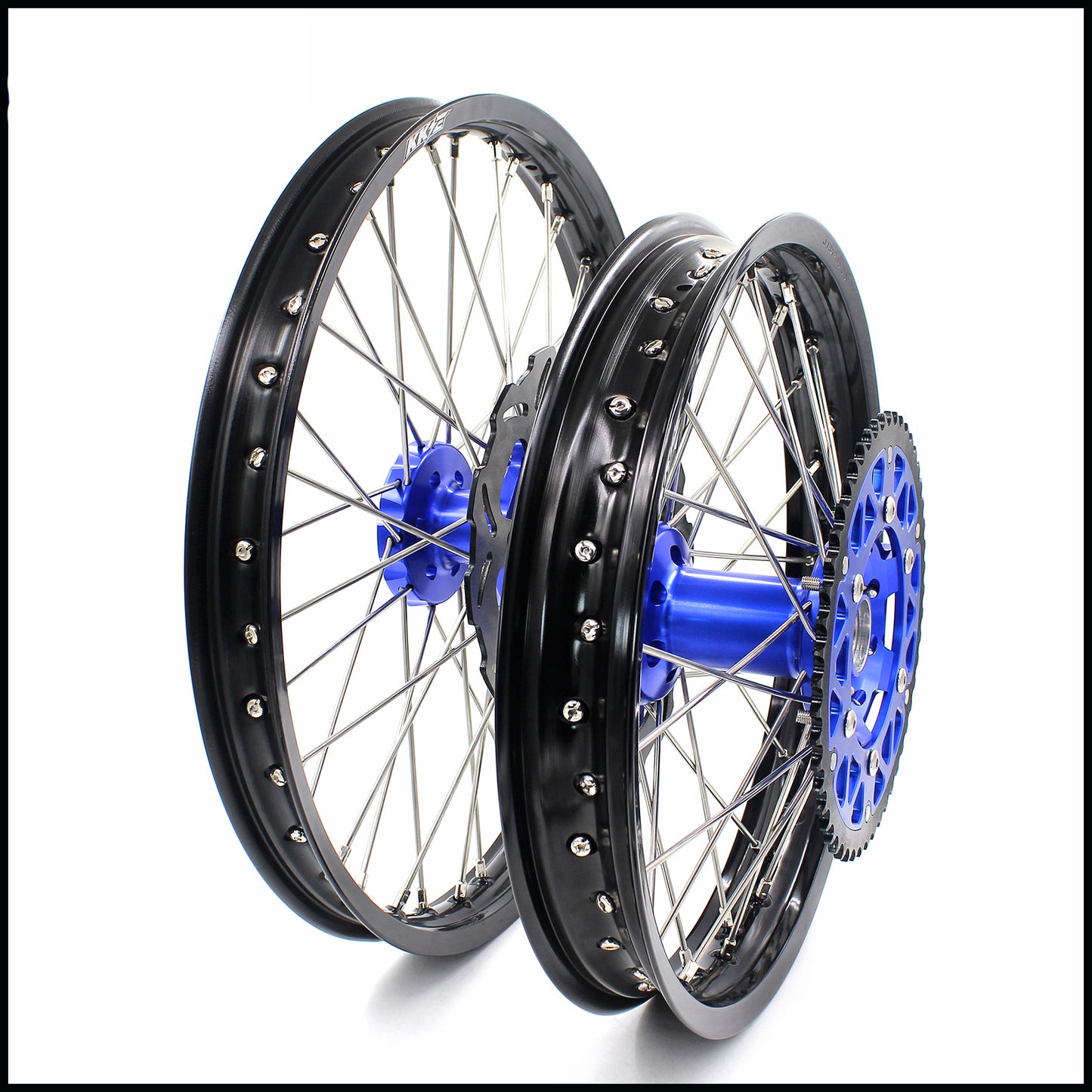 KKE 21"&19" Mx Dirtibke Wheels Rim For YAMAHA YZ125 YZ250 1999-2016 YZ250F YZ450F 2003-2015 Blue&Black With Disc